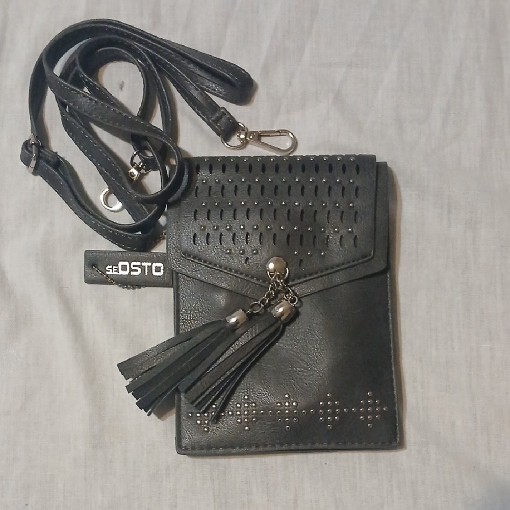 "Open to Offers" Sedsto Black Crossbody Bag with Tassel